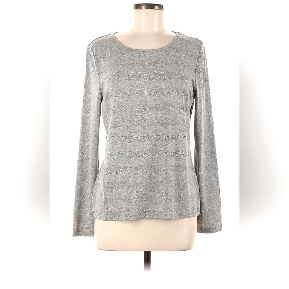 Talbots Light Gray Striped Long Sleeve with Subtle Glitter ✨️